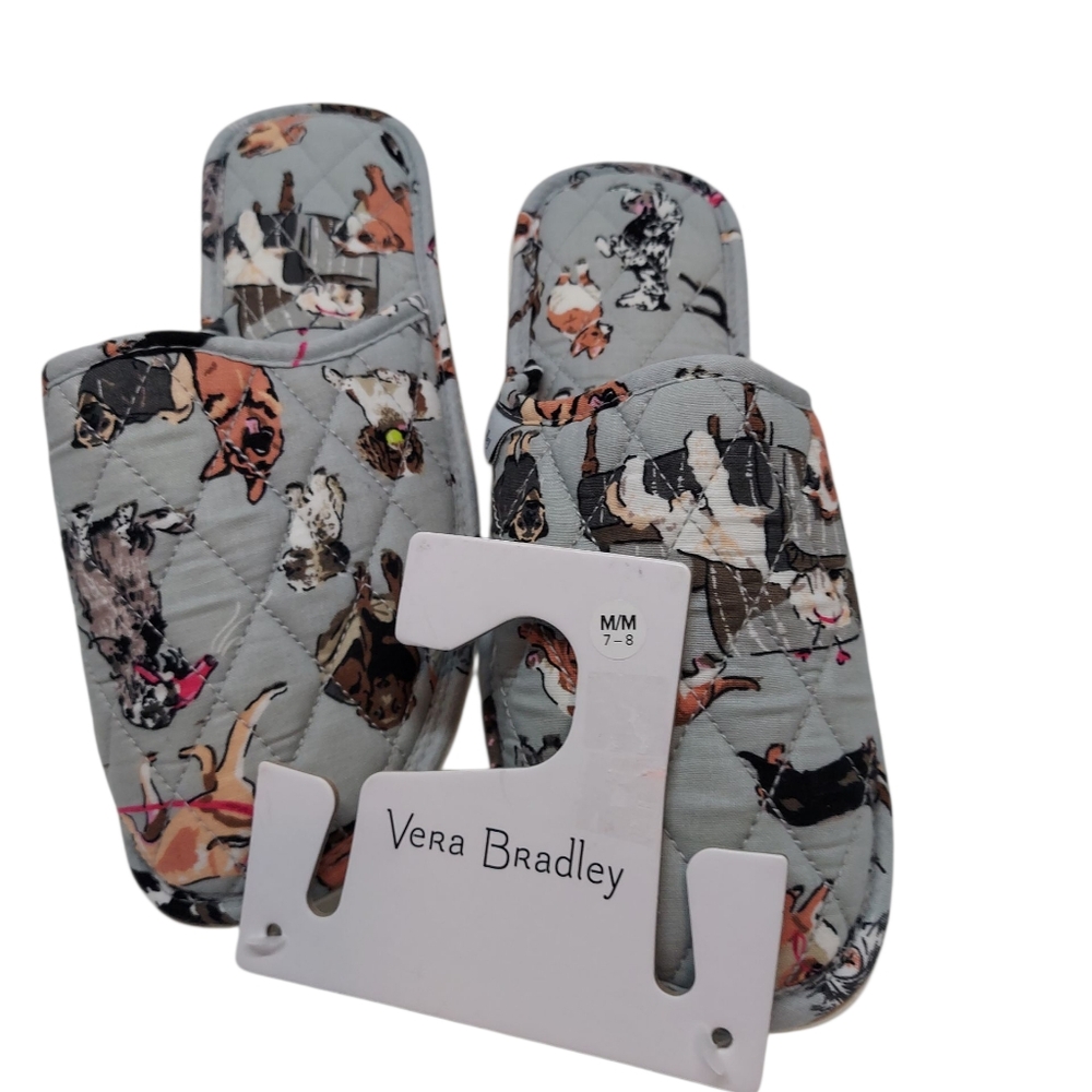Vera Bradley Dog Show Travel Slippers Women's Size M 7-8 NWT